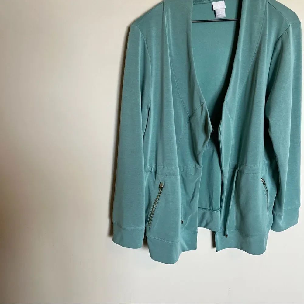 Chicos Zenergy Sandwashed Draped Jacket Size 2/Large/12 - Picture 4 of 12